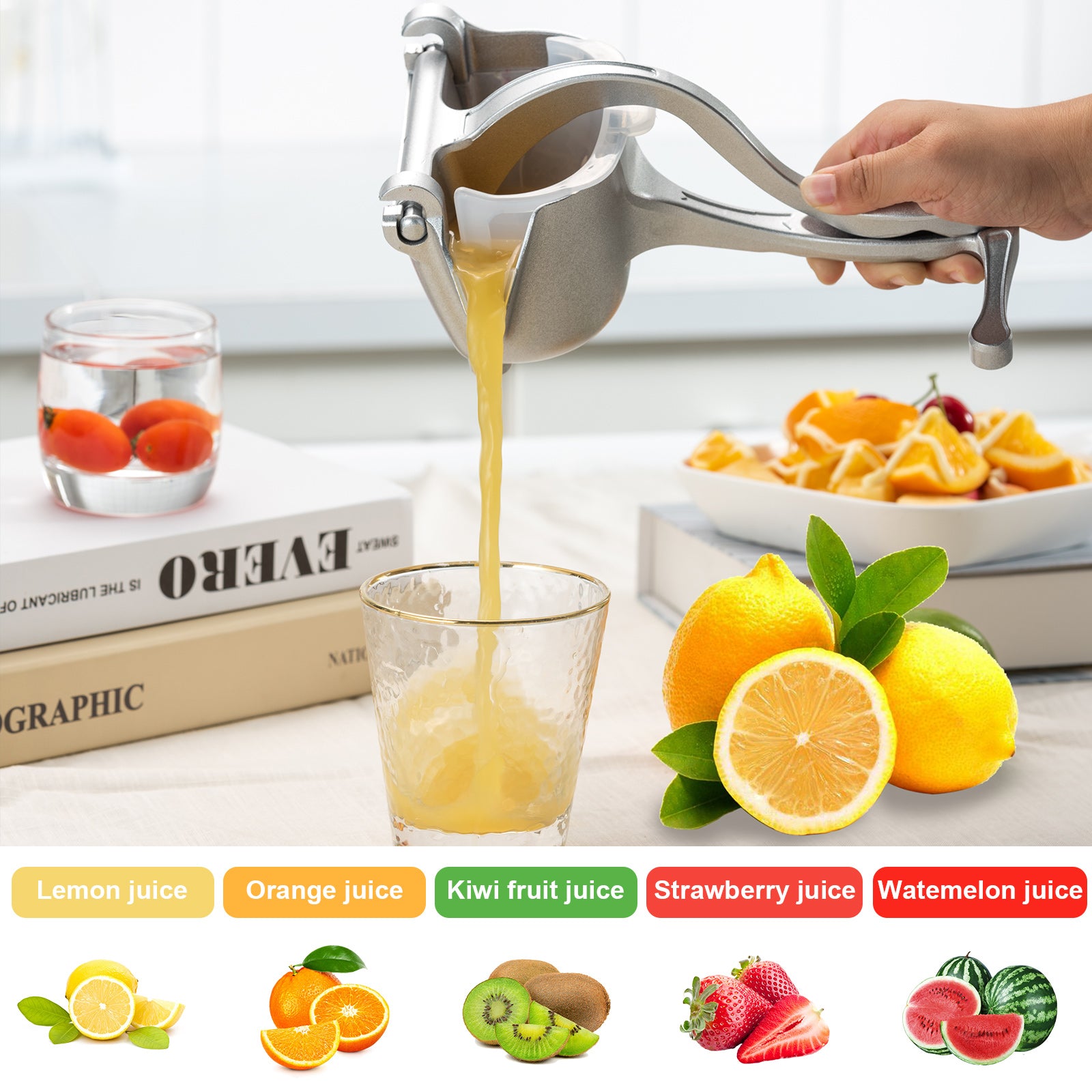 Stainless Steel Manual Fruit Juicer Heavy Duty Alloy Press Lemon Orange Juicer