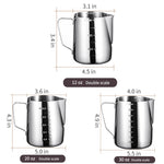 将图片加载到图库查看器，Coffee Milk Frothing Jug 12 20 30oz - Stainless Steel Milk Frothing Pitcher
