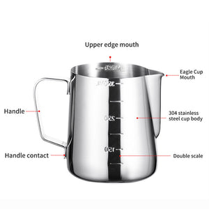 Coffee Milk Frothing Jug 12 20 30oz - Stainless Steel Milk Frothing Pitcher