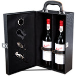 将图片加载到图库查看器，Wine Box Set Included Essential Wine Tools - Corkscrew, Foil Cutter, Neck Cleaner, And Spout With Stopper (Without Wine)
